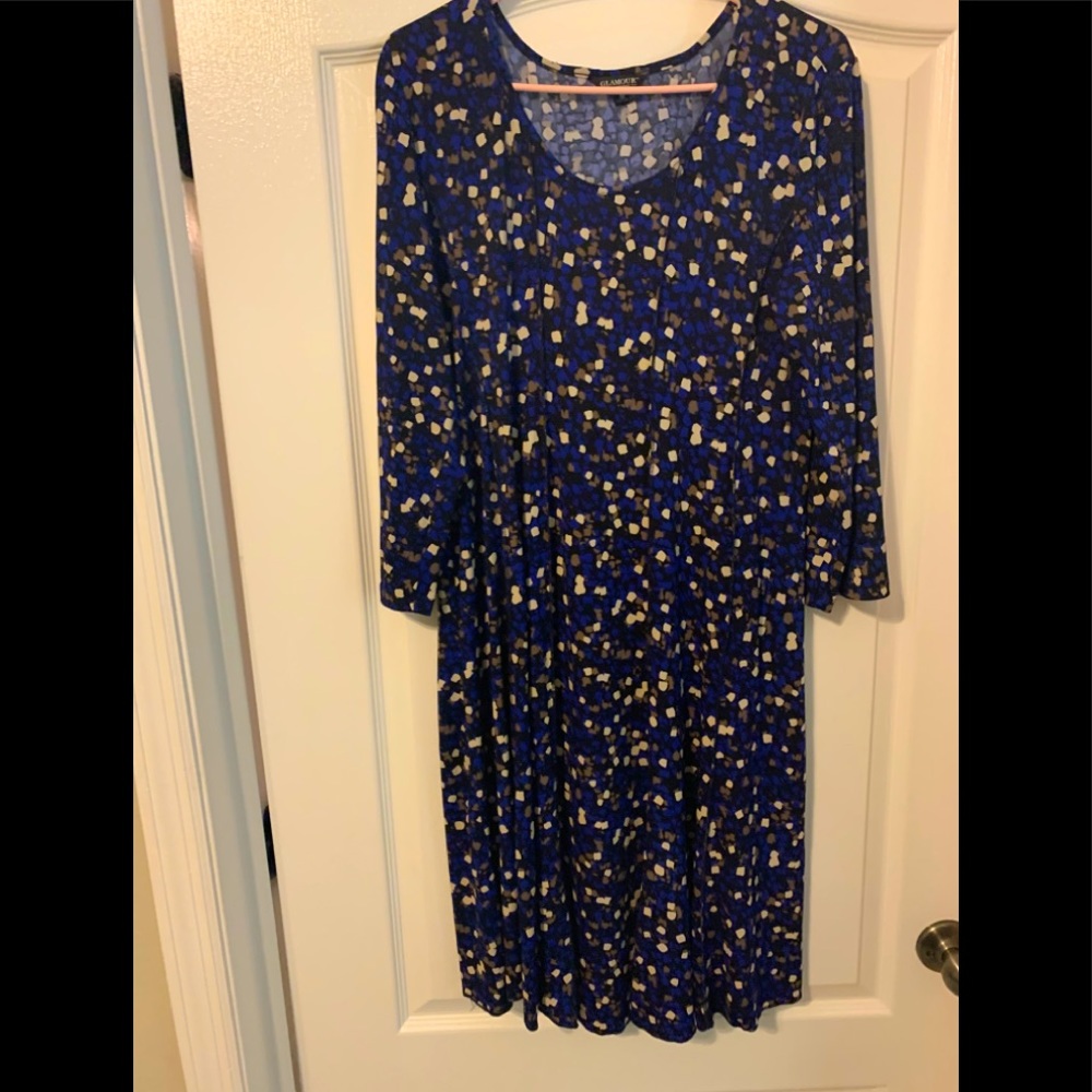 Glamour 3/4 Length Sleeved Blue Dress